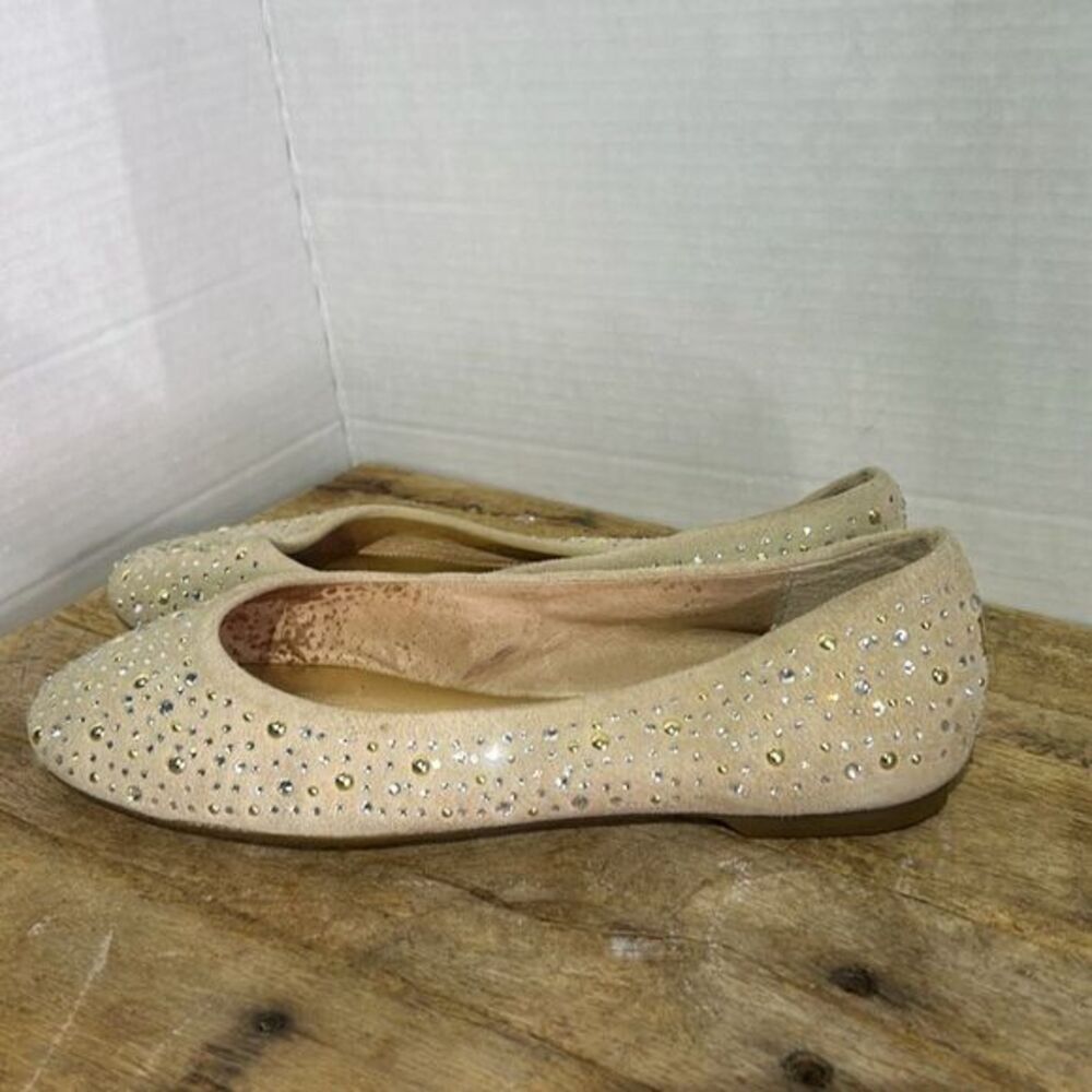 Sperry topsider leather rhinestone flats‎ slip on cream shoes